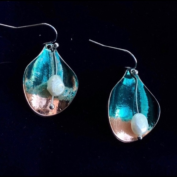 Handmade and hand painted copper earrings - Picture 1 of 4